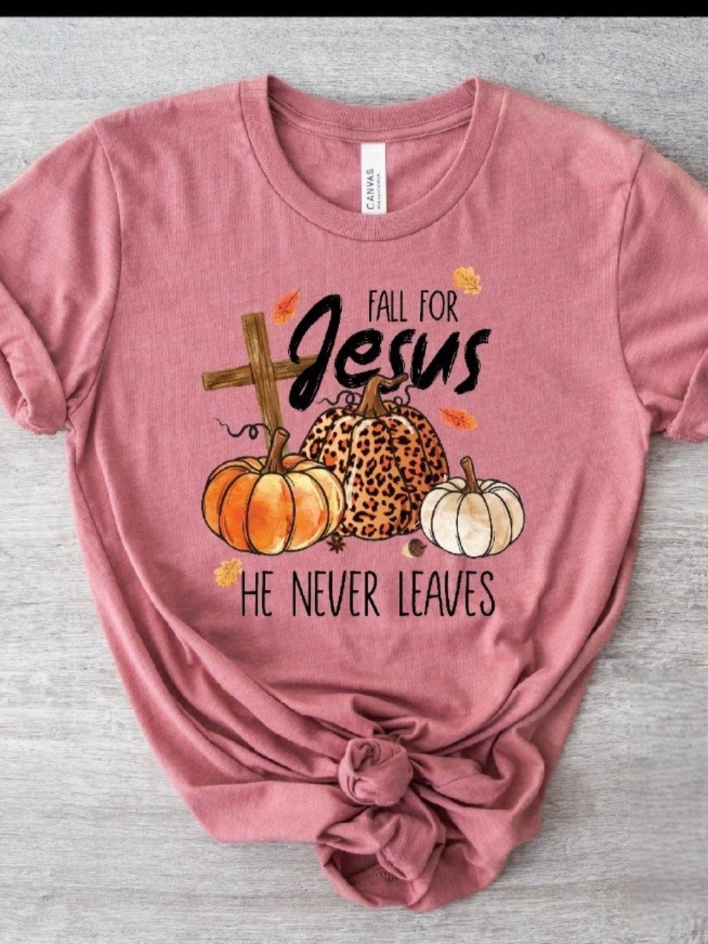 Bella Canvas Dusty Rose 'Fall For Jesus' Pumpkin Graphic Tee